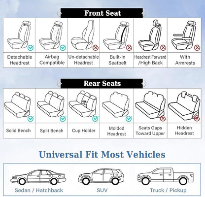 Coverado Car Seat Covers, 2 Packs Front Seat Cover, Faux Leather Waterproof Seat Covers, Driver Seat Covers, Car Seat Protectors, Automotive Seat Covers Accessories Universal Fit Most Vehicles Black
