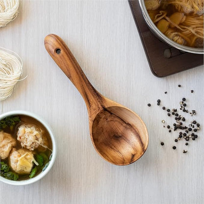 FAAY Short Handle Ladle, Eco Friendly Wooden Kitchen Tool, Hand Carved Unique