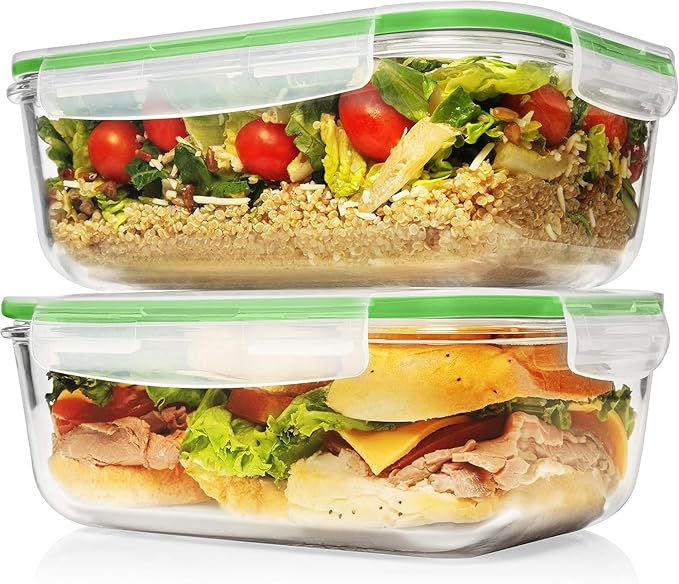 Razab 4 PC 1860ml / 63 Oz / 8 Cups Large Glass Food Storage Containers