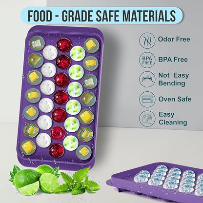 Small Ice Cube Trays for Freezer – 2 Pack Hard Plastic Mini Ice Cube Trays