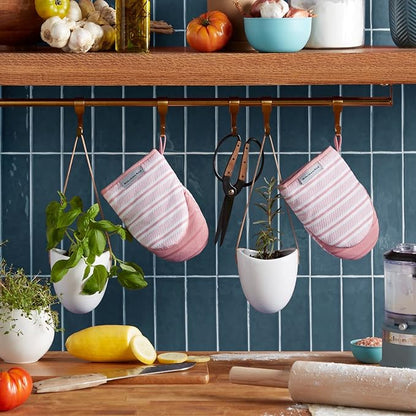 KitchenAid Albany Mini Oven Mitt 2-Pack Set, Dried Rose