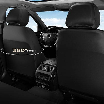 Coverado Seat Covers for Car 5 Seats, Leather Car Seat Covers Fullset, Breathable Mesh Front and Rear Protectors, Coffee Luxury Automotive Covers, Universal Fit for SUV, Truck, Sedan