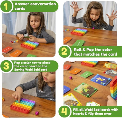 The Fidget Game Saving Wabi Sabi -130 Fun Conversation Cards & Challenges for Families, Non-Competitive Team Game, Fidgets & Questions for Family Game Night - Ideal for Kids & Adults