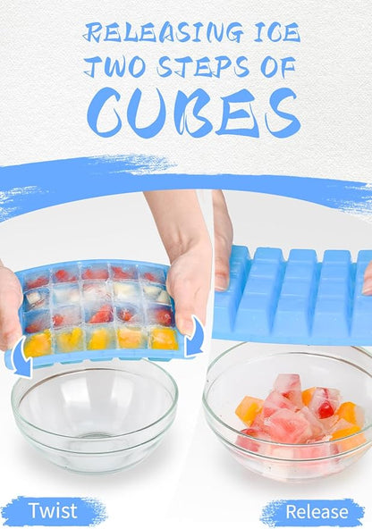 4 Pack Mini Ice Cube Trays for Freezer-Easy Release & Stackable | Small Ice