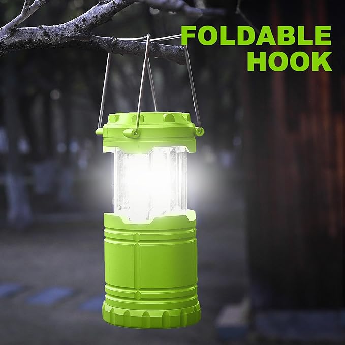 2-Pack Mini LED Camping Lanterns, Portable Camping Lights, Outdoor Tent Lights, Essential Emergency Lights for Power Outages, Hiking, Survival Kit for Hurricane, Green
