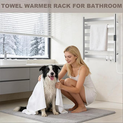 R FLORY Heated Towel Rack for Bathroom, 6 Bar Wall Mounted Towel Warmer Rack