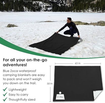 Beach Blanket Waterproof Sandproof Waterproof Blanket for Camping, Hiking, Outdoor Sporting Events, Picnics & More | Machine Washable & Pet Friendly | Travel Size - 65x50in Black