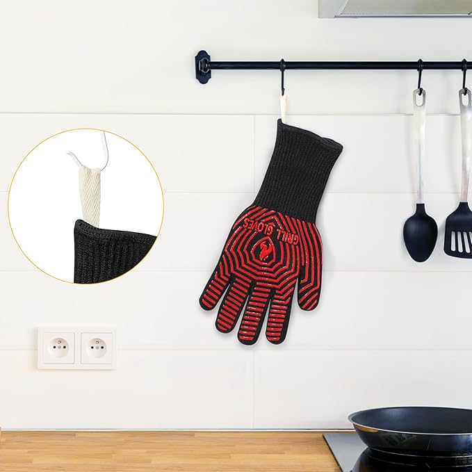 BBQ Gloves, BBQ Accessories 1472℉ Extreme Heat Resistant, Grilling Gloves