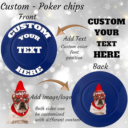 Custom Poker Chips Personalized Plastic Poker Chips with Logo Funny Parties Chips Print Your Photo or Text Golf Ball Markers for Putting Green darkblue