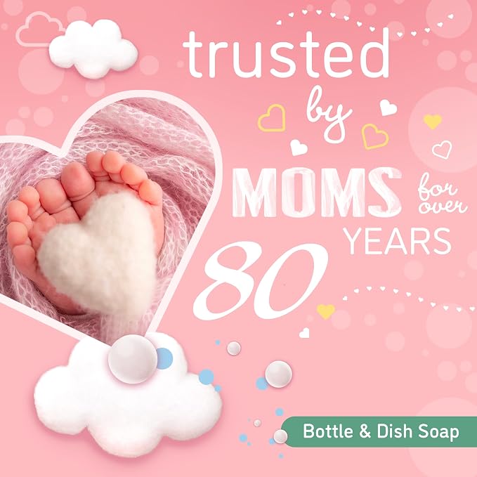 DREFT Bottle and Dish Soap Baby Gift Set - Bonus Travel Size Dreft All Purpose Cleaner & Stain Remover - Made to Clean Baby Essentials - Plant Based Ingredients, Fragrance Free Formula - 4 Piece Set