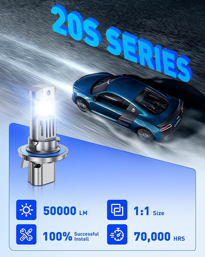 AUTOONE H13/9008 LED Bulb Hi Lo, 50000LM for Automotive Halogen H13 Lights, 1:1 Size 99% Compatibility, 2 PCS