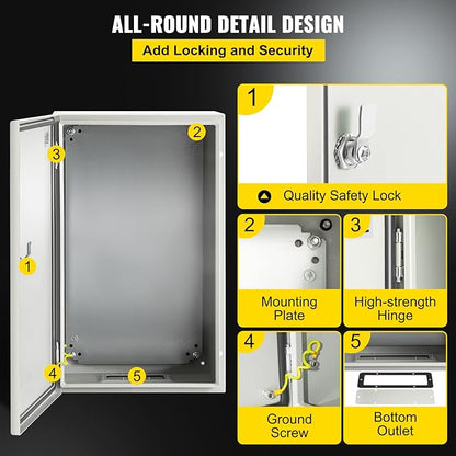 VEVOR NEMA Steel Enclosure, IP66 Waterproof & Dustproof, Outdoor/Indoor