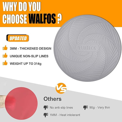 Walfos Silicone Microwave Mat & Lid Set, Heat Resistant Multi-Purpose Trivet