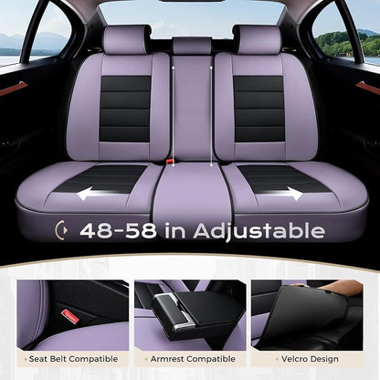 Coverado Car Seat Covers Full Set, Seat Covers for Cars, Front Seat Covers and Back Seat Cover Waterproof Leather Automotive Seat Cover, Universal Car Interior Protectors Cushion for Most Cars