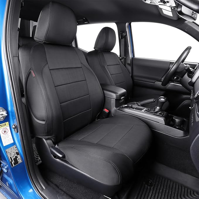 EKR Custom Fit Tacoma Front Car Seat Covers for Toyota Tacoma (Petrol & Hybrid) 2024 2025 2026 Double cab SR/SR5/TRD Sport/TRD Off-Road/Limited - Front Row Only,Neoprene (Black)