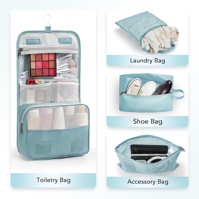 OlarHike 10-Pack Compression Packing Cubes for Travel Essentials,Compressible Expandable Packing Cubes for Suitcase,Luggage Garment Bags for Travel,Handy Helper for Organizing Clothes(Blue Gray)