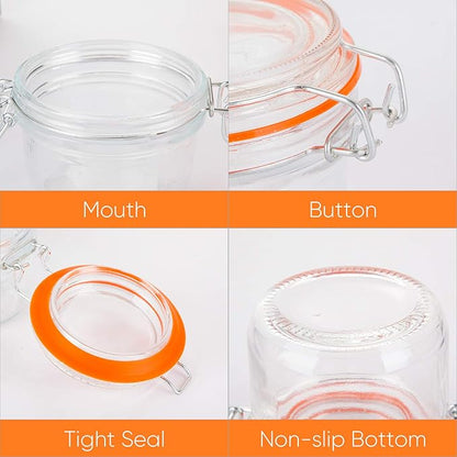 Encheng Glass Jars With Airtight Lids, 6 oz Mason Jars, Glass Jar With Leak