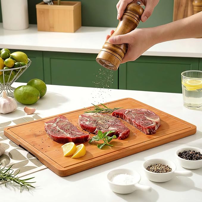 Zarler Bamboo Cutting Boards for Kitchen, 3 Piece Durable Wood Cutting Board