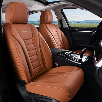 Coverado Car Seat Covers Full Set, Seat Covers for Cars, Front Seat Covers and Back Seat Cover Waterproof Leather Automotive Seat Cover, Universal Car Interior Protectors Cushion for Most Cars