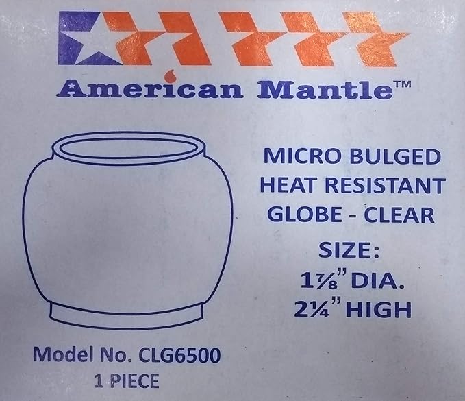 AMERICAN MANTLE Lantern Globe – Clear Borosilicate Glass Replacement for CLMN Lanterns 1.88" W x 2.25" H – Fits Models 214, 285, 288, 5150, 5151A/B/C & More – Heat Resistant Transparent Globe