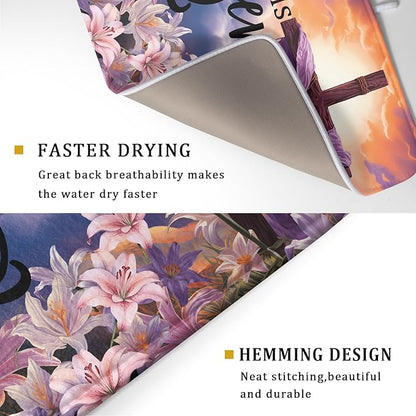 Easter Cross He is Risen Dish Drying Mats 18x24 Inch Spring Drying Mat