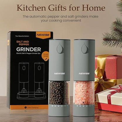 Newise Electric Salt and Pepper Grinder Set, Rechargeable