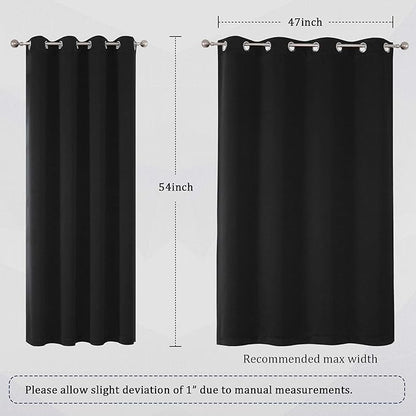DUALIFE Black Curtains 54 Inch Length, Solid Energy Efficient Thermal Insulated