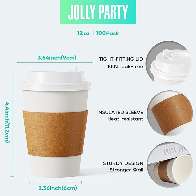 12 oz Paper Coffee Cups, Disposable Paper Coffee Cup