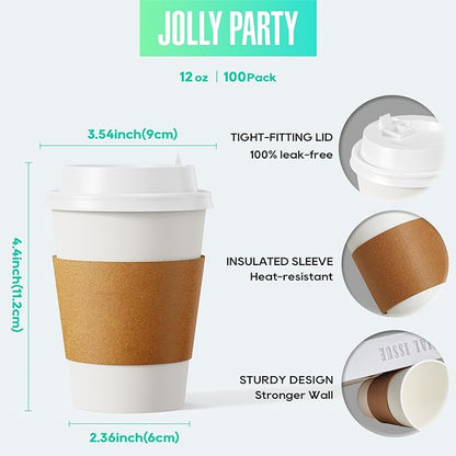 12 oz Paper Coffee Cups, Disposable Paper Coffee Cup