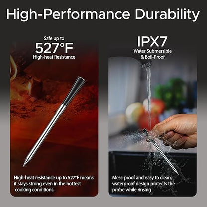 CulinaMeter One: 750FT Wireless Meat Thermometer with LCD Screen, Digital Cooking Food Thermometer for Beef Lamb Turkey, Dual Sensor Measures Internal & Ambient Temp
