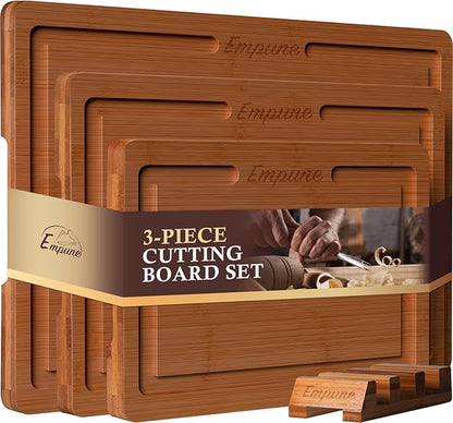 Empune Bamboo Cutting Board Set, Wood Cutting Boards