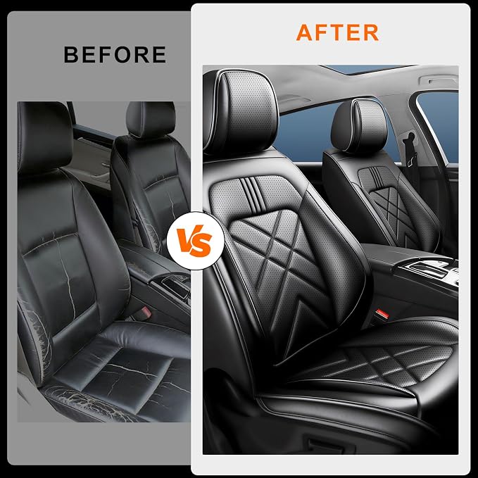 Ranger Car Seat Covers Custom Fit for Ford Ranger 2019-2025 2026, Full Coverage Leather Waterproof Breathable Seat Covers, Automotive Seat Protectors, Airbag Compatible(2 Front Seats, Black)