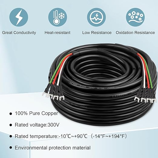 MOOKEERF 14/4 AWG Mini-Split Cable - 25FT 14 AWG 4 Conductor Control Cable 300V