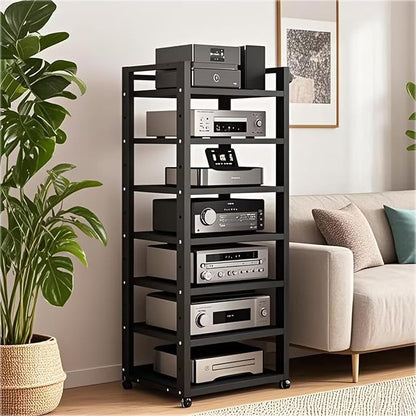 Dernoing 7 Tier Audio Rack Tower, CD Record Player Stereo Receiver AV Equipment
