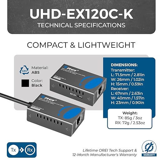 OREI 4K 120Hz USB-C to HDMI Over Cat6/7 Ethernet Extender, Presentation