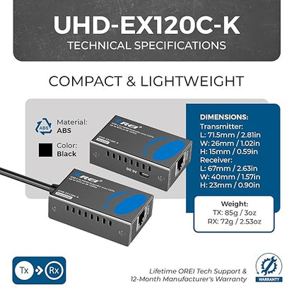 OREI 4K 120Hz USB-C to HDMI Over Cat6/7 Ethernet Extender, Presentation
