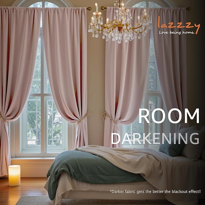 Lazzzy Velvet Blackout Extra Long Curtains Thermal Insulated Room Window Drapes