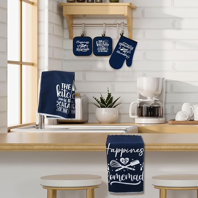 Sratte 6 Pcs Kitchen Decor Accessories Set Farmhouse Towels Pot Holders Oven