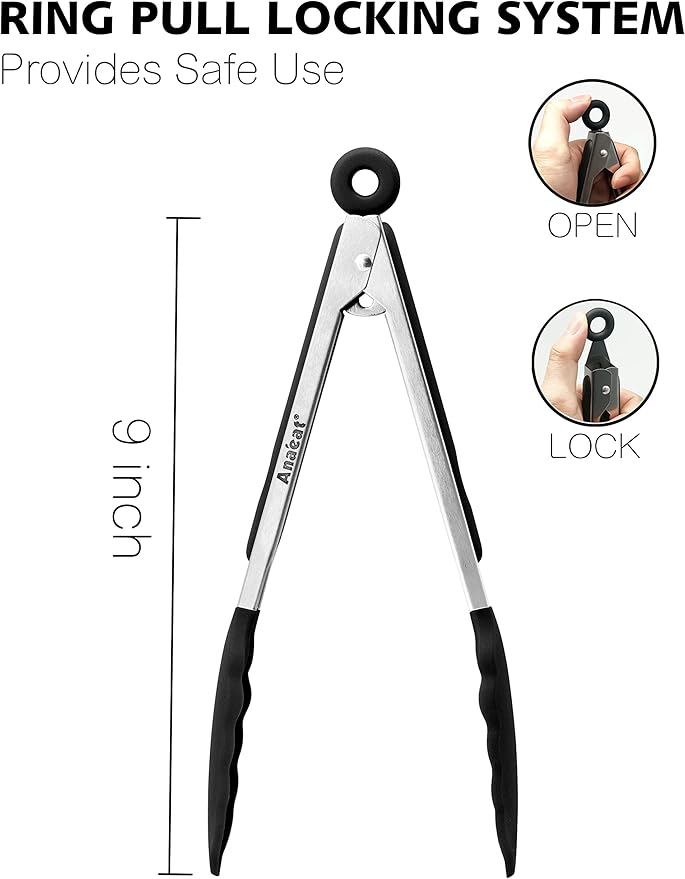 Anaeat Non-Stick Silicone Locking Tong