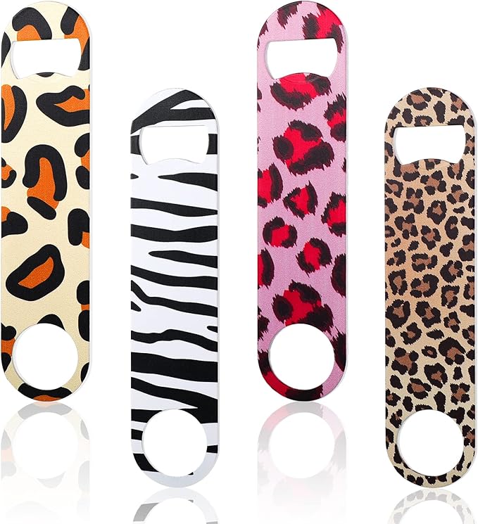 4 Pcs Flat Bottle Opener Heavy Duty Stainless Steel Bottle Opener Beer Flask
