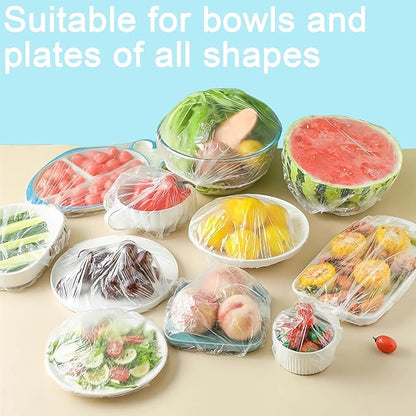 300pcs Plastic Bowl Covers Food Cover, Food Fresh Keeping Bags Elastic Reusable