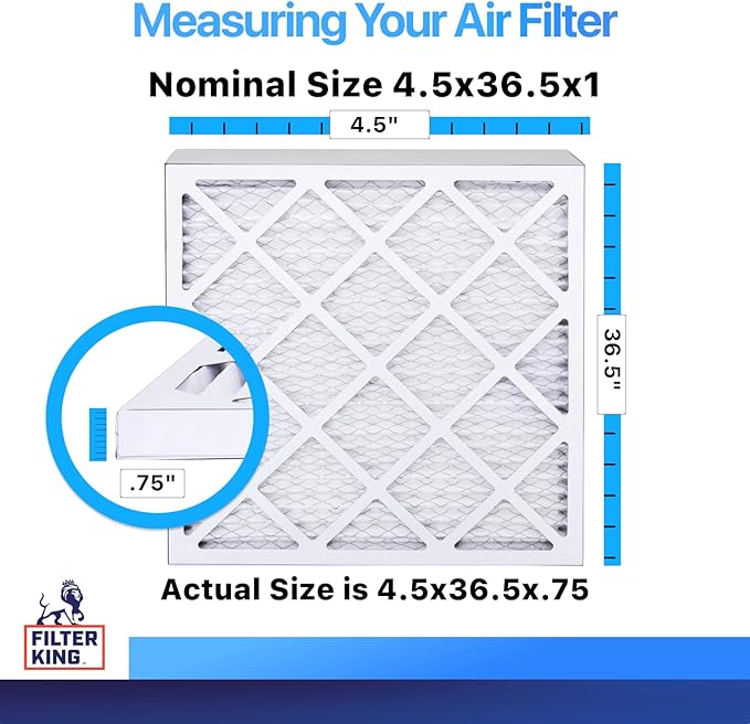Filter King 4.5x36.5x1 Air Filter | 4-PACK | MERV 8 HVAC Pleated A/C Furnace