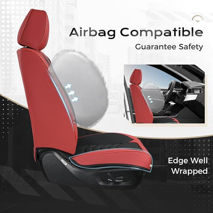 Coverado Seat Covers, Front and Back Seat Covers for Cars, Car Seat Cover, Car Seat Protector Waterproof, Car Seat Cushion Faux Leather, Seat Covers Carseat Cover Universal Fit for Most Cars Red&Black