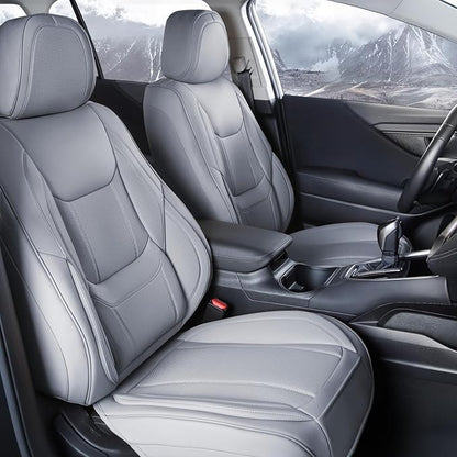 Coverland Custom Truck Car Seat Covers Front Seats for [2004-2008 F150 SuperCrew Cab] - Protector Car Seat Cover Water Resistant Leather Memory Form Back Support Seat Cushion [Front-Gray]