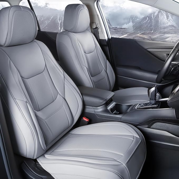 Coverland Custom SUV Car Seat Covers Front Seats for [2011-2019 Ford Explorer Bench Seat] - Protector Car Seat Cover Water Resistant Leather Memory Form Back Support Seat Cushion [Front-Gray]