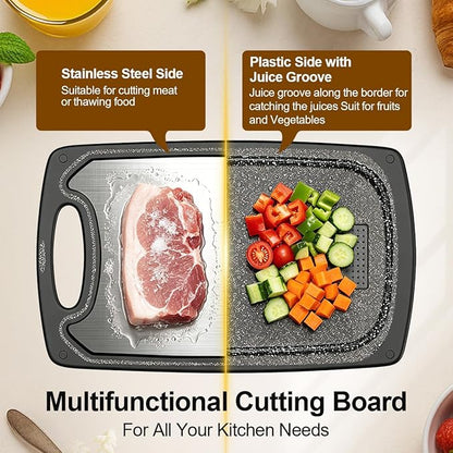 Viretang Metal Cutting Boards for Kitchen, Functional Large Black Plastic