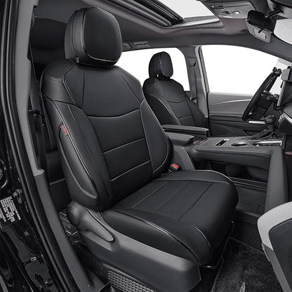 EKR Sienna Seat Covers for Toyota Sienna XLE,XSE,7-Passenger Seating,2nd Row Captain Chairs 2021-2026,Front Seat and Rear Seat,Black Car Seat Covers- 1st and 2nd Row Only, Leather(Black)