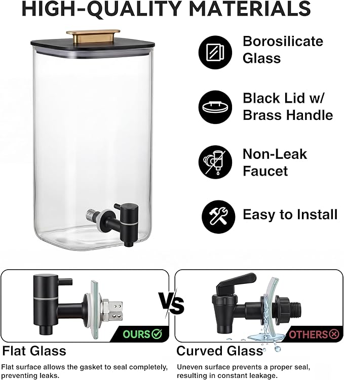 2 PCS 3 Gallon Drink dispenser, Glass Beverage Dispenser