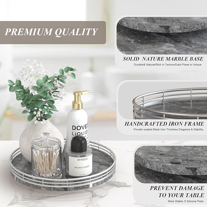 Gray Marble Lazy Susan Turntable