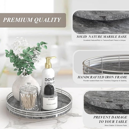 Gray Marble Lazy Susan Turntable